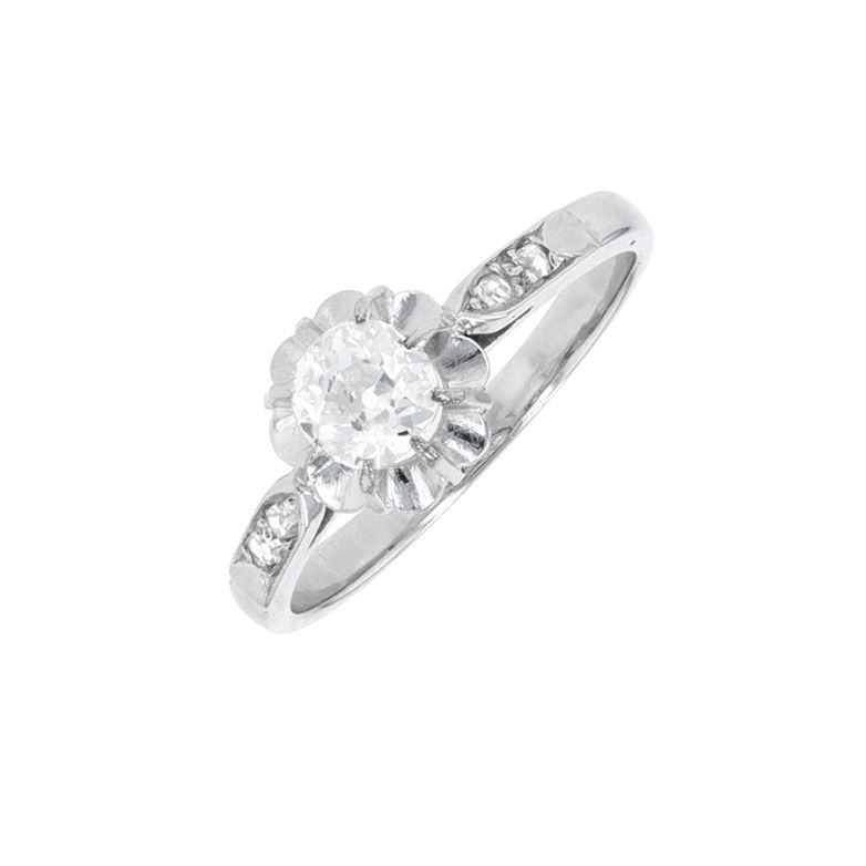 Solitaire vintage diamants 0.38 carat or blanc 2.88g Comme neuf -  reconditionné disponible sur Gemme Les Bijoux